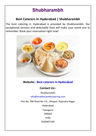 Best Caterers In Hyderabad  Shubharambh