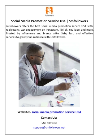 Social Media Promotion Service Usa  Smfollowers