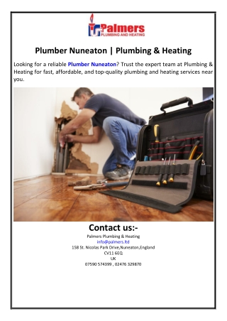 Plumber Nuneaton | Plumbing & Heating