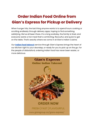 Order Indian Food Online from Gian’s Express for Pickup or Delivery.docx