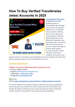 How To Buy Verified Transferwise (wise) Accounts In 2025