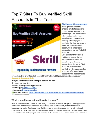Top 7 Sites To Buy Verified Skrill Accounts in This Year