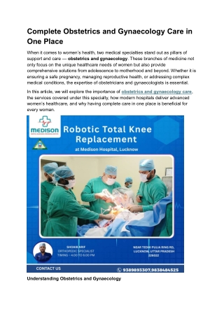 Complete Obstetrics and Gynaecology Care in One Place