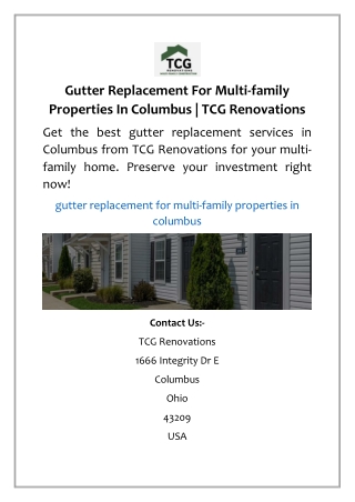Gutter Replacement For Multi-family Properties In Columbus | TCG Renovations