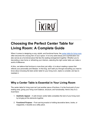 Choosing the Perfect Center Table for Living Room_ A Complete Guide