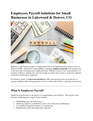 Employees Payroll Solutions for Small Businesses in Lakewood