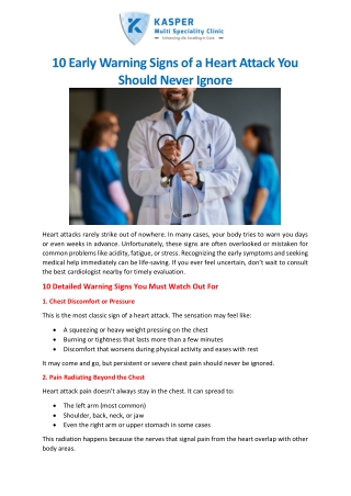 10 Early Warning Signs of a Heart Attack You Should Never Ignore