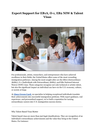 Expert Support for EB1A, O-1, EB2 NIW & Talent Visas