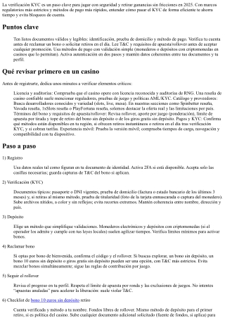KYC express: documentos, tiempos y consejos para verificación rápida en casinos