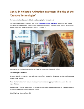 Gen AI in Kolkata’s Animation Institutes The Rise of the Creative Technologist