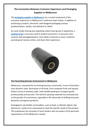 The Connection Between Customer Experience and Packaging Supplies in Melbourne