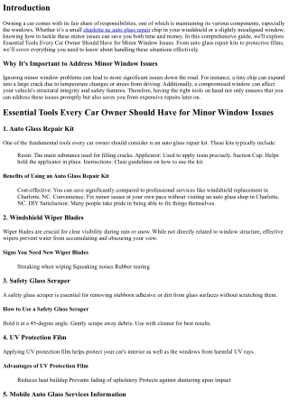 Essential Tools Every Car Owner Should Have for Minor Window Issues