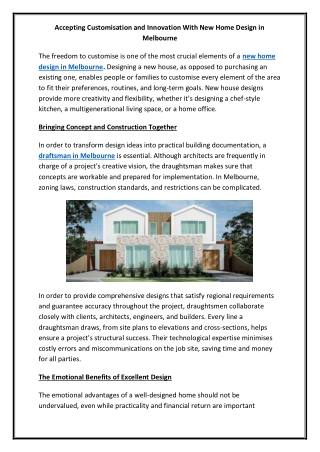 Accepting Customisation and Innovation With New Home Design in Melbourne