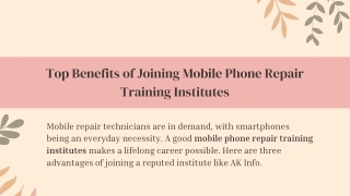 Top Benefits of Joining Mobile Phone Repair Training Institutes