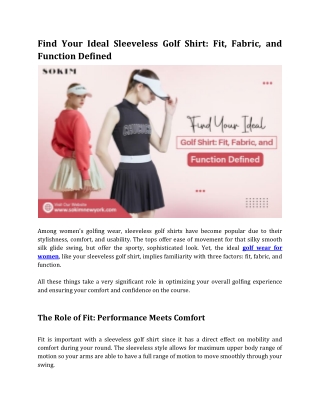 Find Your Ideal Sleeveless Golf Shirt_ Fit, Fabric, and Function Defined