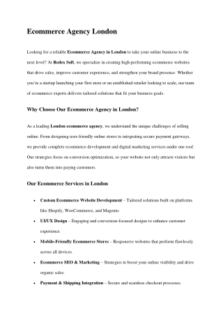 Ecommerce Agency London