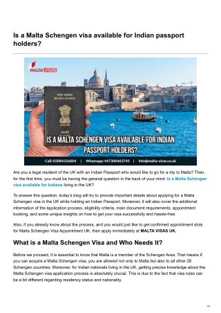 Is a Malta Schengen visa available for Indian passport holders
