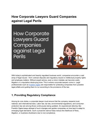 Protection from Legal Risks: Franklin Ogele's Strategic Corporate Law Strategy