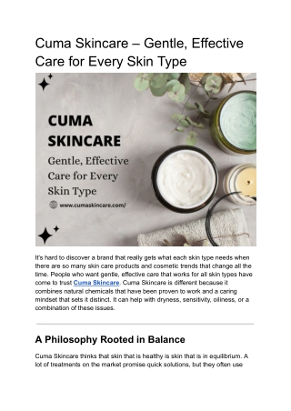 Cuma Skincare – Clean Ingredients, Real Results