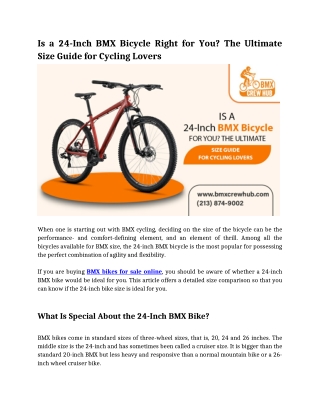 Is a 24-Inch BMX Bicycle Right for You_ The Ultimate Size Guide for Cycling Lovers