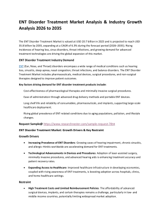 ENT Disorder Treatment Market