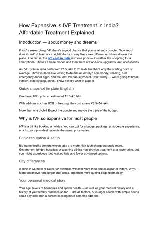How Expensive is IVF Treatment in India? Affordable Treatment Explained