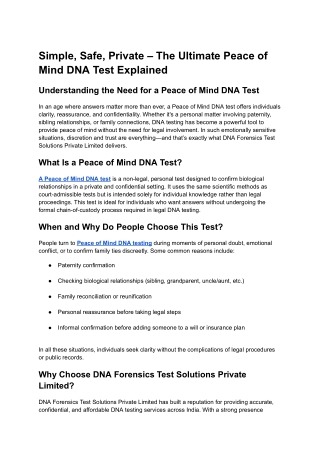 Simple, Safe, Private – The Ultimate Peace of Mind DNA Test Explained