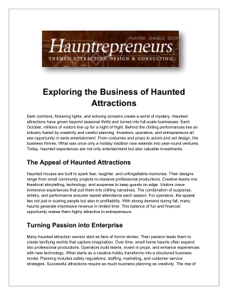 Exploring the Business of Haunted Attractions