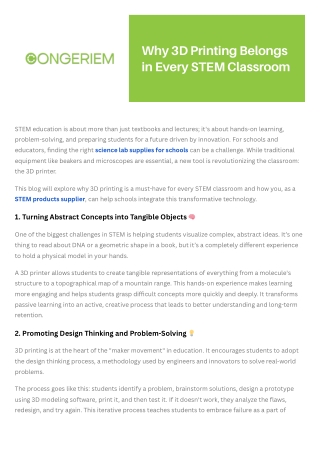 Why 3D Printing Belongs in Every STEM Classroom