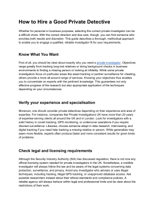 How to Hire a Good Private Detective