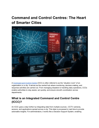 Command and Control Centres: The Heart of Smarter Cities