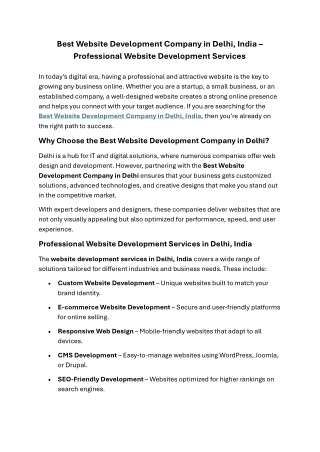 Best Website Development Company in Delhi, India