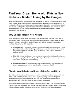 Find Your Dream Home with Flats in New Kolkata – Modern Living by the Ganges
