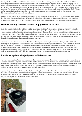 Mobile Windshield Repair in Lexington NC: Same-Day Service Explained