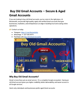 1Buy Old Gmail Accounts – Secure & Aged Gmail Accounts