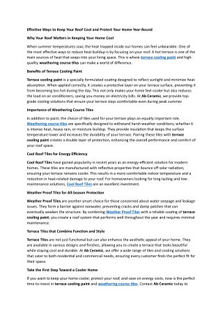 Effective Ways to Keep Your Roof Cool and Protect Your Home Year