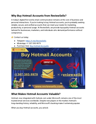 Why Buy Hotmail Accounts from ReviewSells
