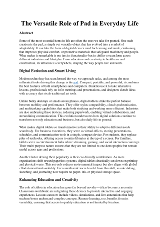 The Versatile Role of Pad in Everyday Life