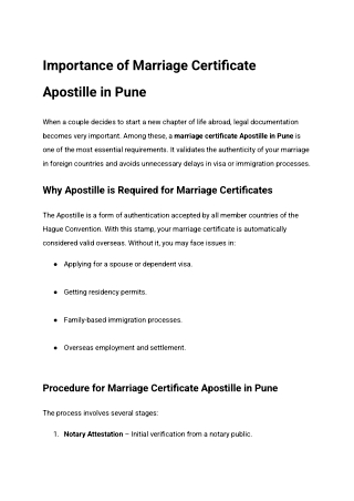 Importance of Marriage Certificate Apostille in Pune