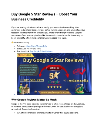 Buy Google 5 Star Reviews – Boost Your Business Credibility