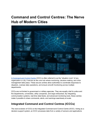 Command and Control Centres: The Nerve Hub of Modern Cities