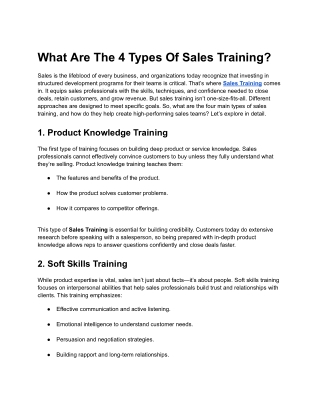 What Are The 4 Types Of Sales Training_