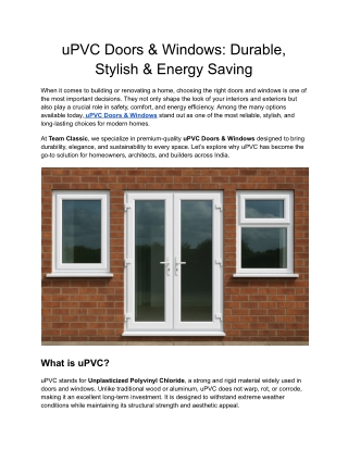 uPVC Doors & Windows_ Durable, Stylish & Energy Saving