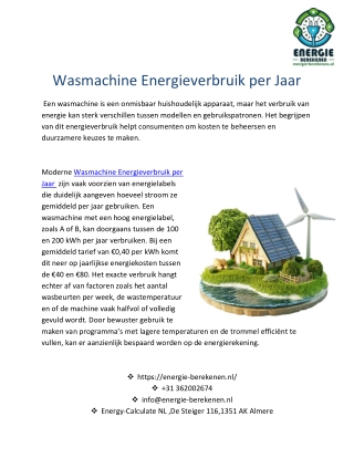 Wasmachine Energieverbruik per Jaar