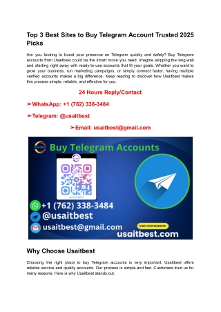 Top 3 Best Sites to Buy Telegram Account Trusted 2025