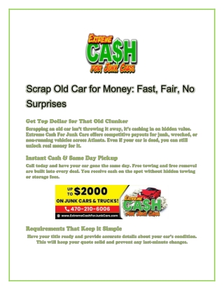 Scrap Old Car for Money