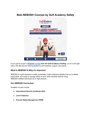 Best NEBOSH Courses by Gulf Academy Safety
