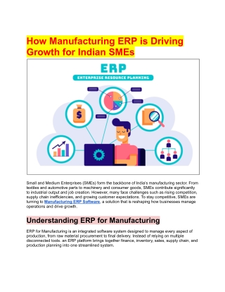 How Manufacturing ERP is Driving Growth for Indian SMEs