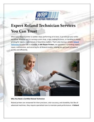 Roland Technician Services for Expert Printer Repair