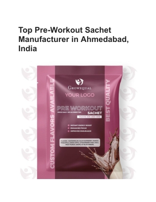 Top Pre-Workout Sachet Manufacturer in Ahmedabad, India